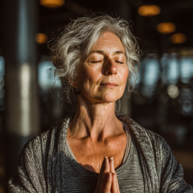 Група літніх людей на занятті йоги в CalmCircle